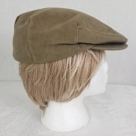 VTG Schuman Sullivan Men's Newsboy Taupe Velvet Cap w/ Snap Down Brim. One size - Picture 6 of 10